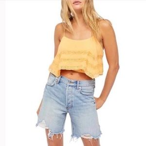 Free People Home Again Orange Crop Cami Top, L, NWT